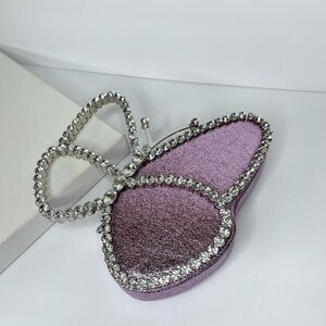 Crystal-Butterfly Trim evening Clutch Bag - Lilac